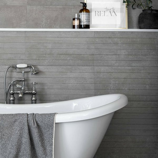 porto grey matt decor concrete effect tiles 300x600mm, Concrete Effect Tiles, Decor Tiles, Fluted Tiles, Porcelain Tiles, Wall Tiles, Grey Tiles, 1