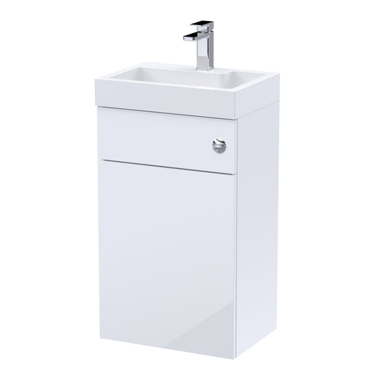 Nuie Athena Gloss White 500mm Basin & Toilet Unit Combination with cistern