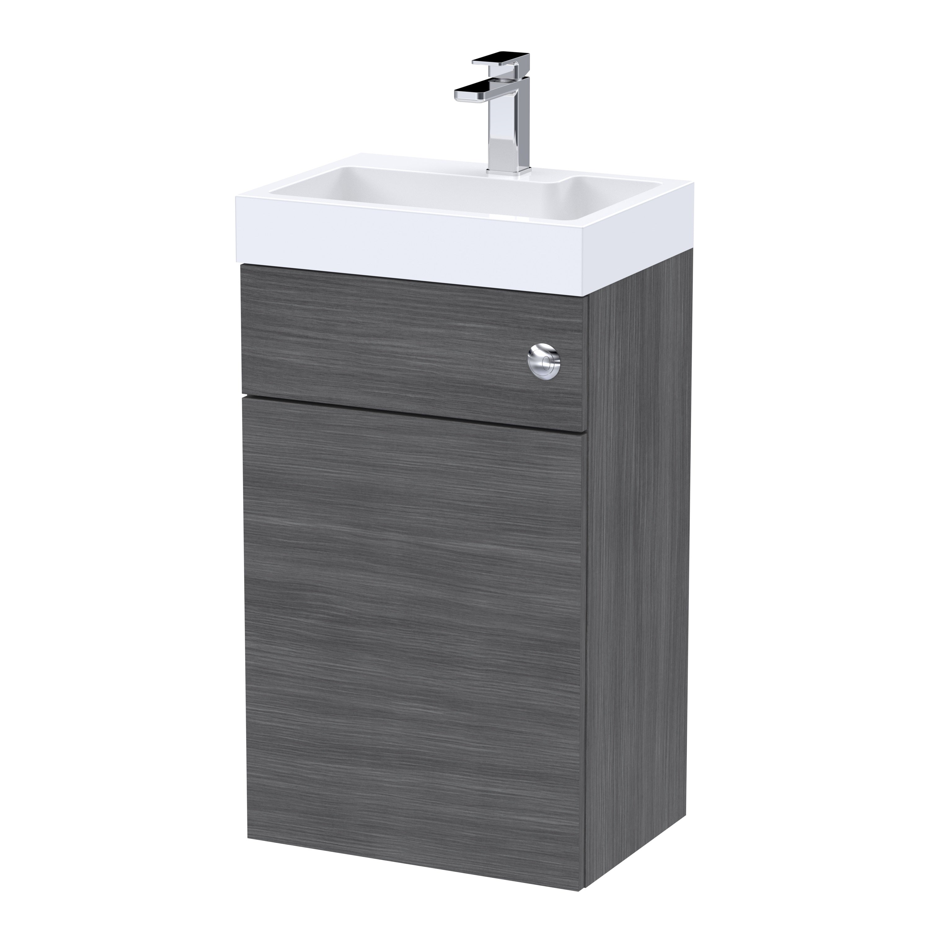 Nuie Athena Anthracite 500mm Basin & Toilet Unit Combination with Cistern