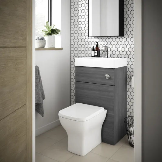 Nuie Athena Anthracite 500mm Basin & Toilet Unit Combination with Cistern