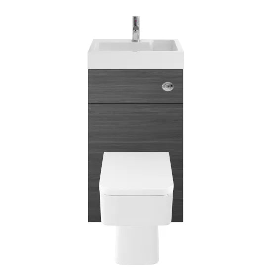 Nuie Athena Anthracite 500mm Basin & Toilet Unit Combination with Cistern