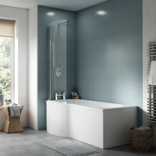 nuie 1700mm left hand p shaped bath setsbath22, B Shaped Shower Baths, Baths, P Shaped Shower Baths, Shower Baths, Nuie, 1