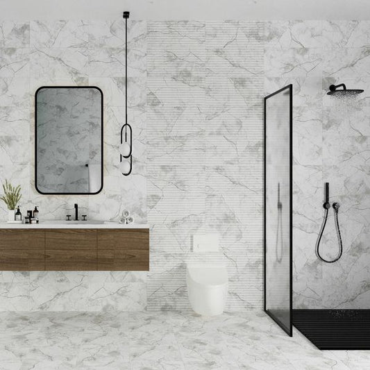 Riva White Matt Marble Effect Decor Wall Tile 600x300mm