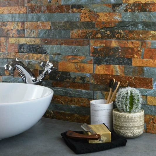 pompeya oxido tiles 300x600mm, Decor Tiles, Porcelain Tiles, Split Face Tiles, Wall Tiles, Orange Tiles, 1