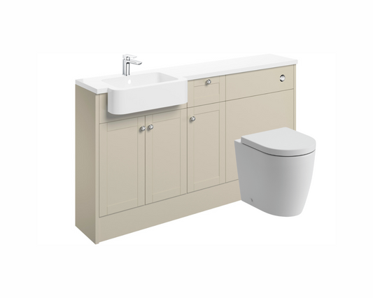 Sabrina 1542mm Basin  WC & 1 Drawer  1 Door Unit Pack (LH) - Matt Latte