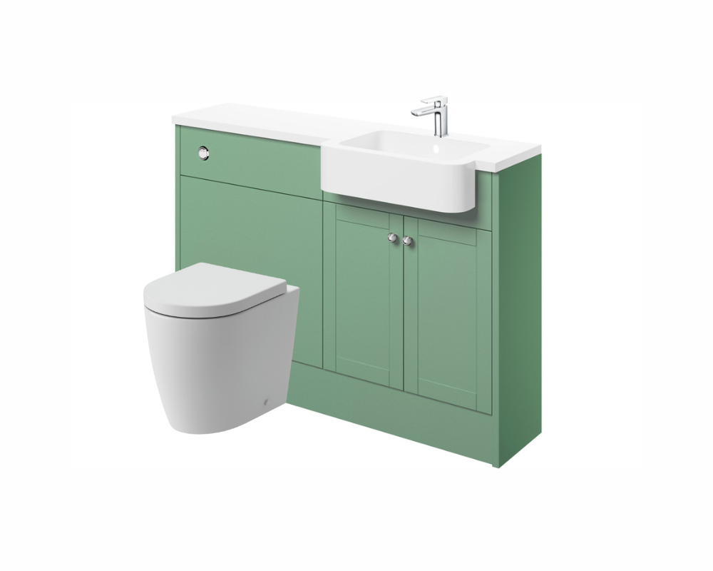 Sabrina 1242mm Basin & WC Unit Pack (RH) - Matt Sage Green