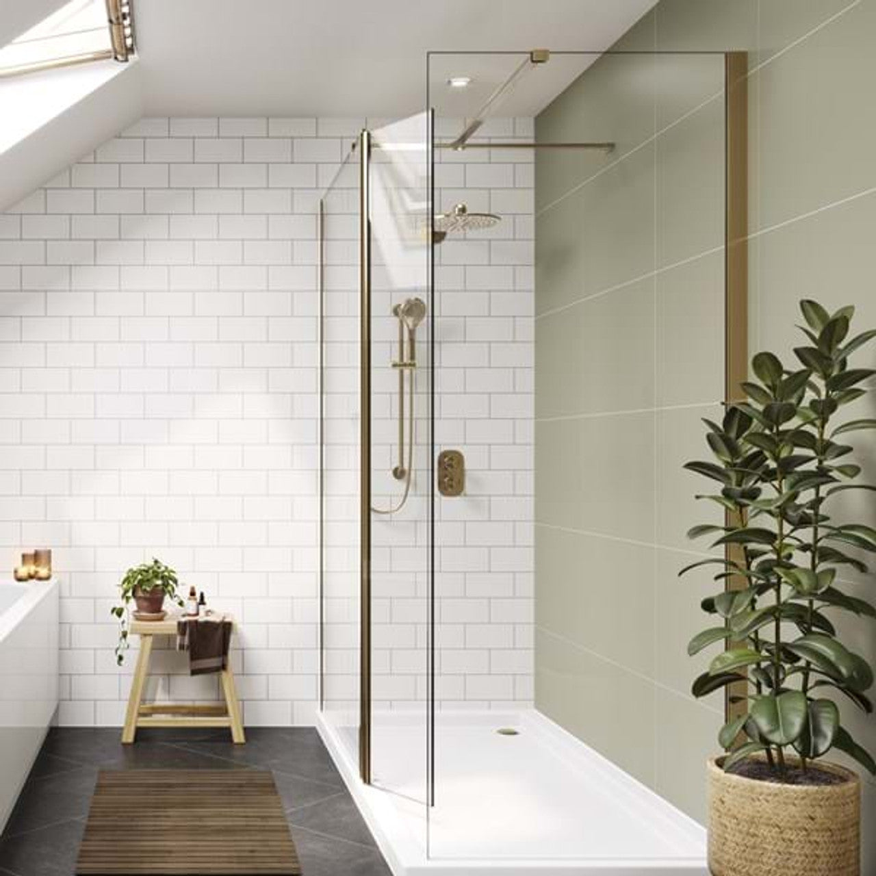Multipanel Sage Green Tile Effect Wet Wall Shower Panel