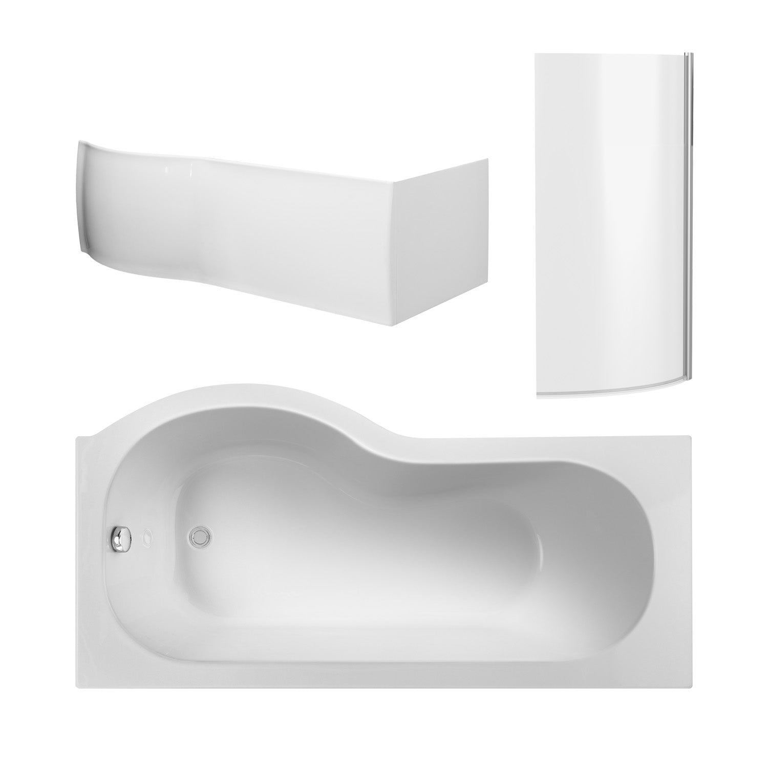 Nuie 1500mm Right Hand P-Shaped Bath Set