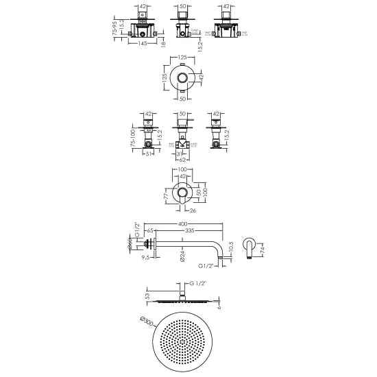 Nuie Arvan 1 Shower Outlet Bundle Round