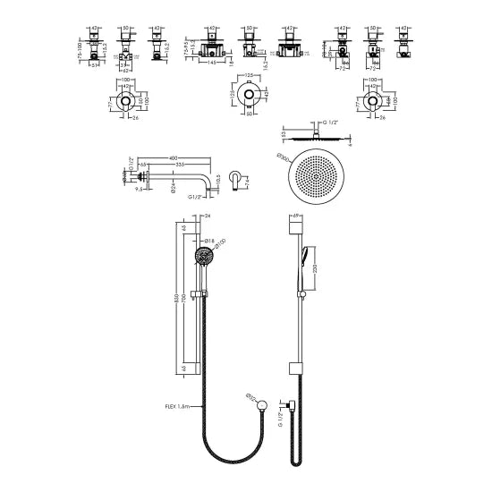 Nuie 2 Outlet Arvan Bundle With Stop Tap & Diverter Chrome