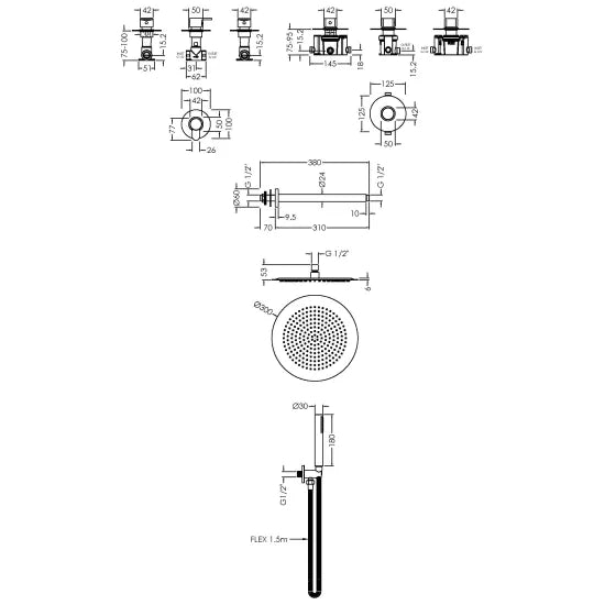 Nuie 2 Outlet Arvan Double Bundle With Stop Taps Chrome