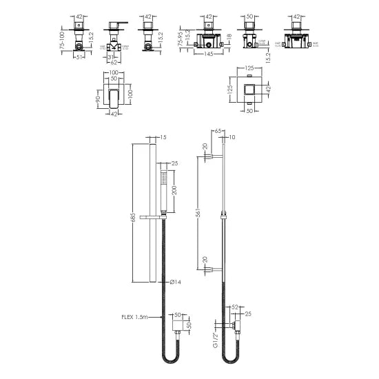 Nuie Windon 1 Shower Outlet Bundle Square