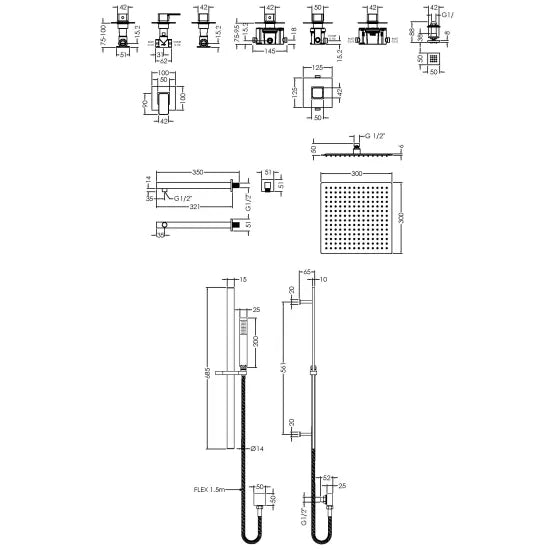 Nuie 3 Outlet Windon Bundle With Stop Taps Chrome