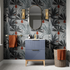skanda 615mm basin unit basin matt smoke blue with gold handles, Alessio, Sink Vanity Unit, Basin Unit, 1