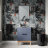 skanda 615mm basin unit basin matt smoke blue with black handles, Alessio, Sink Vanity Unit, Basin Unit, 1
