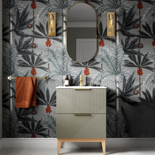 skanda 615mm basin unit basin matt oat with gold handles, Alessio, Sink Vanity Unit, Basin Unit, 1