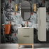 Skanda 350mm Tall Unit - Matt Oat with Gold Handle
