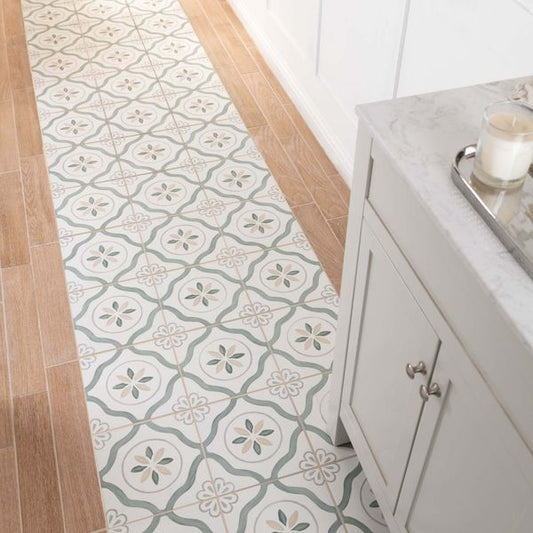 sirocco green petals tiles 223x223mm, Decor Tiles, Floor Tiles, Patterned Tiles, Porcelain Tiles, Wall Tiles, Green Tiles, 1