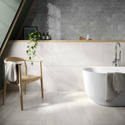 New Pietra White Rectified Stone Effect Tiles 1200X600mm