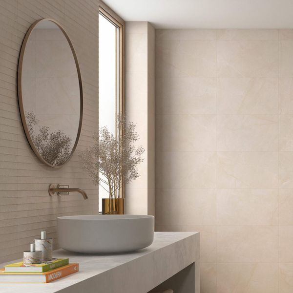 Artan Cream Matt Stone Effect Wall Tiles 550x330mm