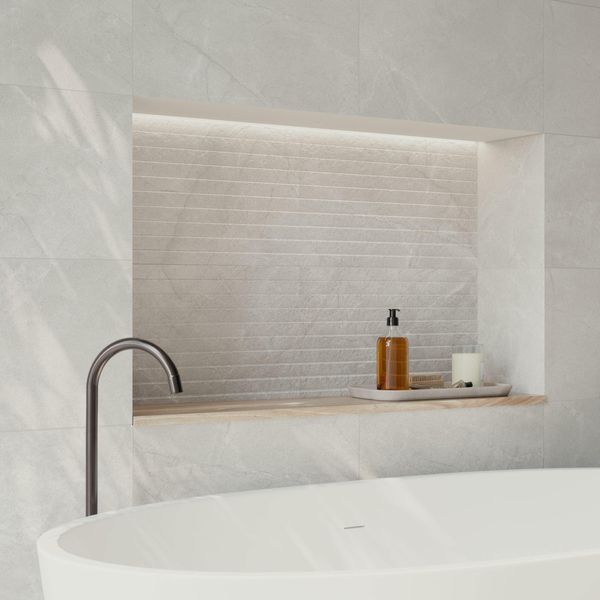 Artan Grey Matt Stone Effect Wall Tiles 550x330mm