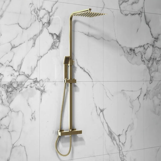 elliot brushed brass square rigid riser shower, Scudo, Mixer Showers, Showers, 1