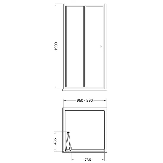 Nuie 1900 x 1000mm Bi-Fold Shower Door