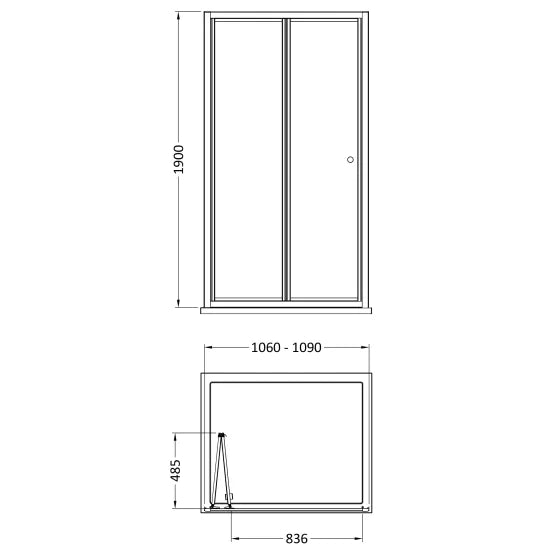 Nuie 1900 x 1100mm Bi-Fold Shower Door