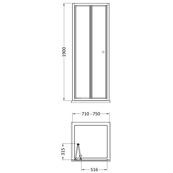 Nuie 1900 x 760mm Bi-Fold Shower Door