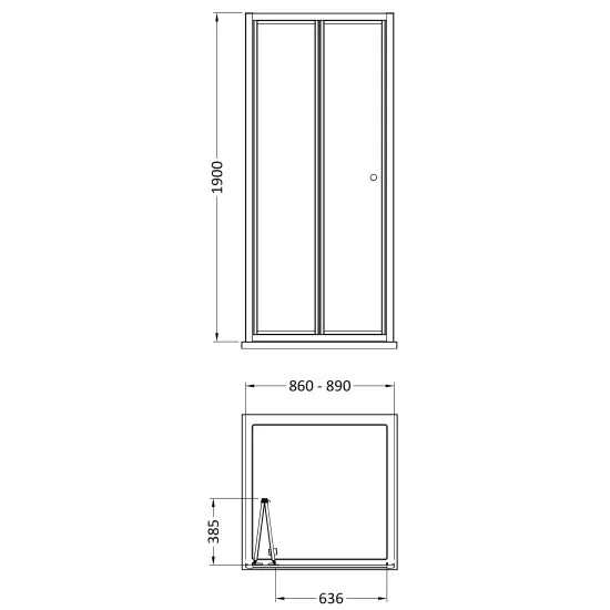 Nuie 1900 x 900mm Bi-Fold Shower Door