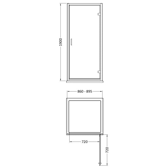 Nuie 1900 x 900mm Hinged Shower Door