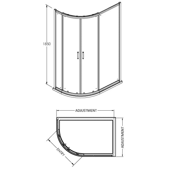 Nuie 1850 x 1200 x 800mm Offset Quad Enclosure