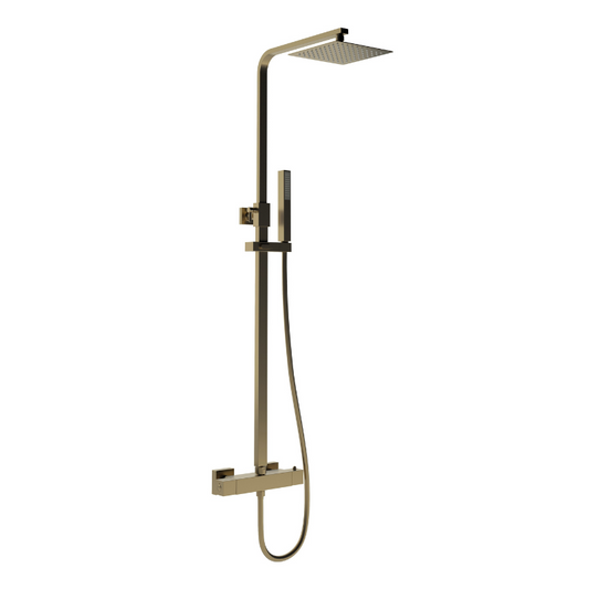 Square Thermostatic Bar Mixer Shower - Brushed Bronze