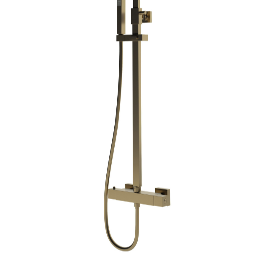 Square Thermostatic Bar Mixer Shower - Brushed Bronze