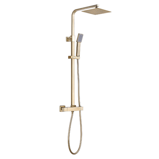 square thermostatic bar mixer w riser kit brushed brass, Alessio, Mixer Showers, Showers, 1