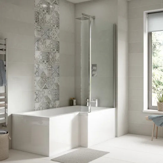 nuie 1700mm right hand square shower bath setsbath06, Baths, Shower Baths, Square Shower Baths, Nuie, 1