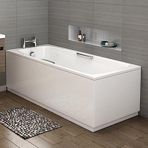 steel single end bath with grips anti slip 1700x700x500mm, Baths, Straight Baths, Alessio, 1