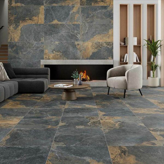 strato natural rustic black slate effect matt sparkle tiles 600x600mm, Floor Tiles, Porcelain Tiles, Wall Tiles, Black Tiles, 1