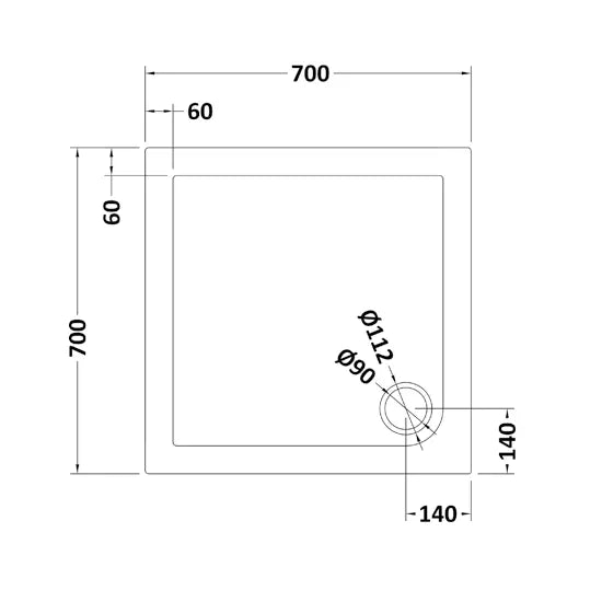 Nuie Square Shower Tray 700 x 700mm