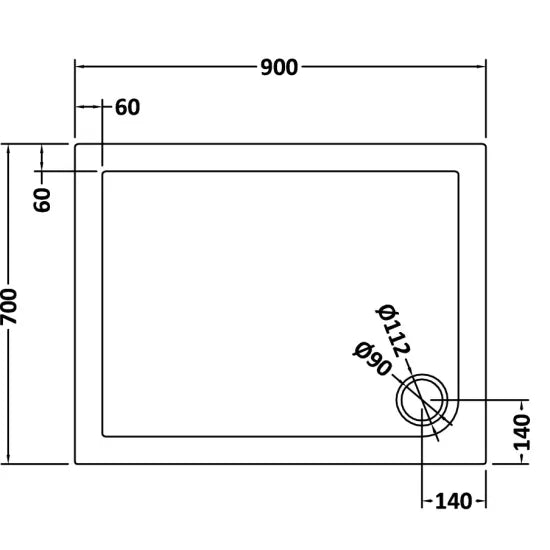 Nuie Rectangular Shower Tray 900 x 700mm