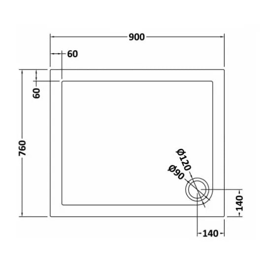 Nuie Rectangular Shower Tray 900 x 760mm