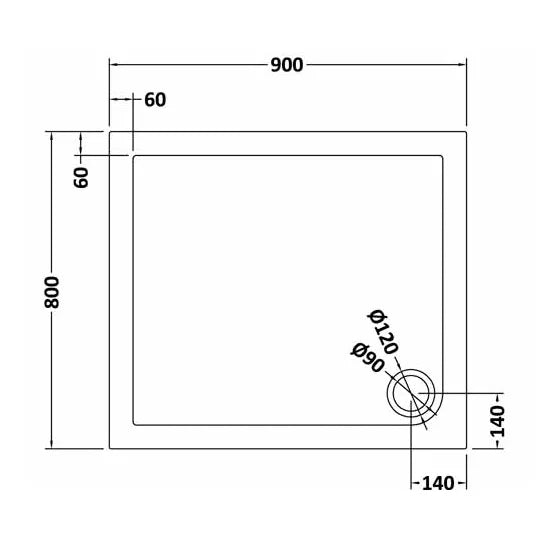 Nuie Rectangular Shower Tray 900 x 800mm