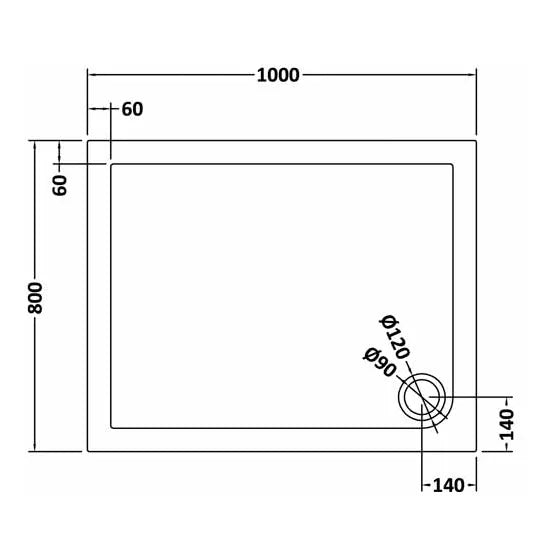 Nuie Rectangular Shower Tray 1000 x 800mm