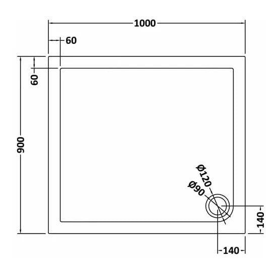 Nuie Rectangular Shower Tray 1000 x 900mm