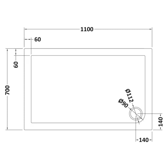 Nuie Rectangular Shower Tray 1100 x 700mm