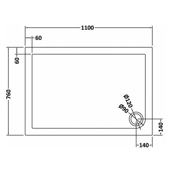 Nuie Rectangular Shower Tray 1100 x 760mm