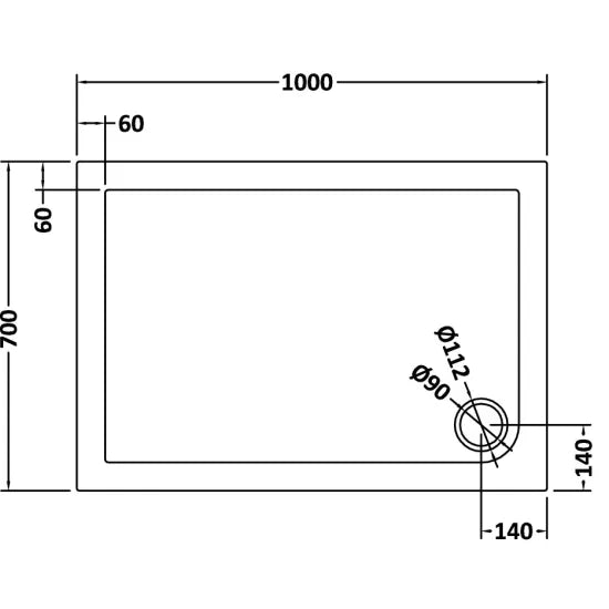 Nuie Rectangular Shower Tray 1000 x 700mm