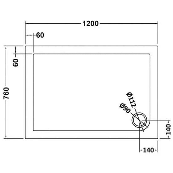 Nuie Rectangular Shower Tray 1200 x 760mm