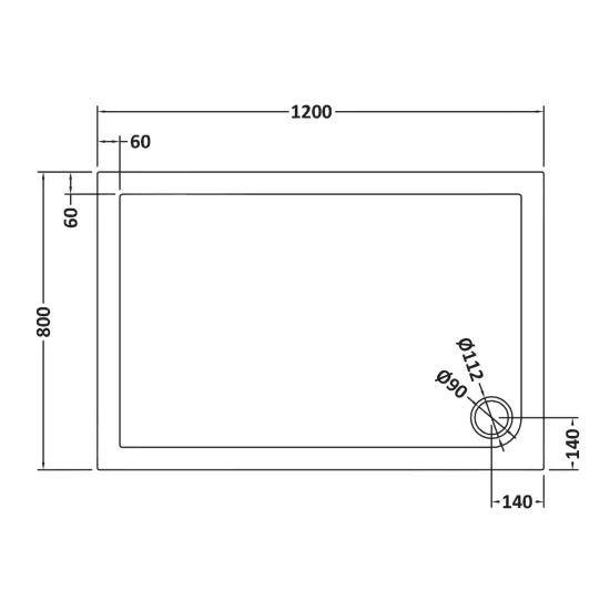 Nuie Rectangular Shower Tray 1200 x 800mm