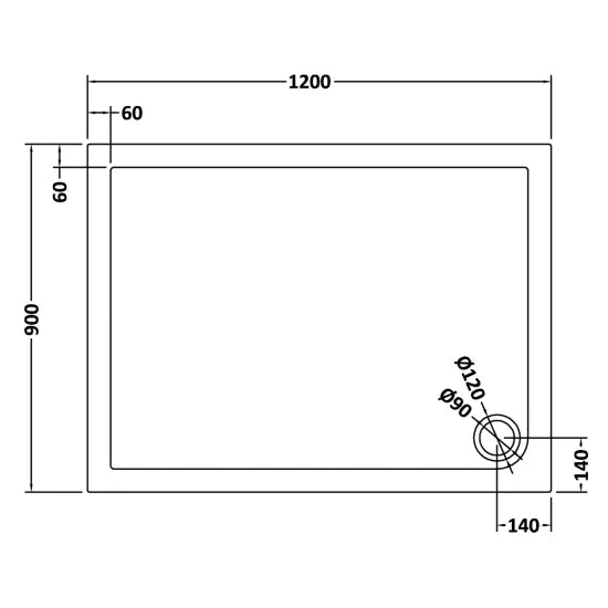 Nuie Rectangular Shower Tray 1200 x 900mm